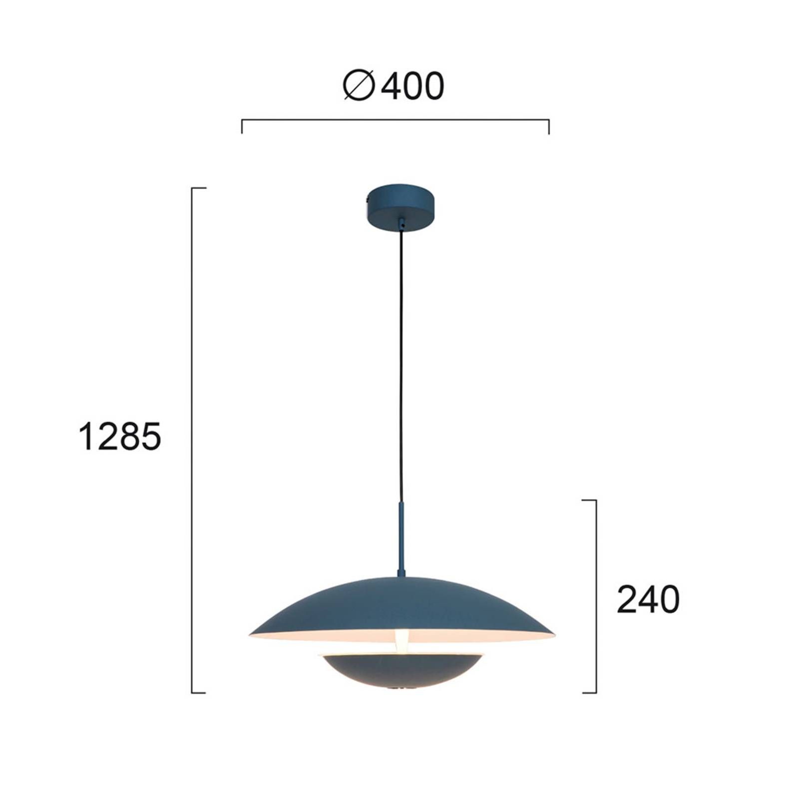 Viokef Závesné LED svietidlo Monica, sivé/biele, Obývacia izba / jedáleň, elektrostaticky lakovaná oceľ, 16W, K: 24cm