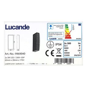 Lucande - LED Vonkajšie nástenné svietidlo CORDA 2xLED/3W/230V IP54