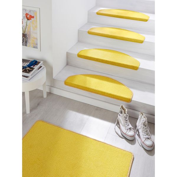 Súprava 15 žltých koberčekov na schody Hanse Home Fancy, 23 x 65 cm