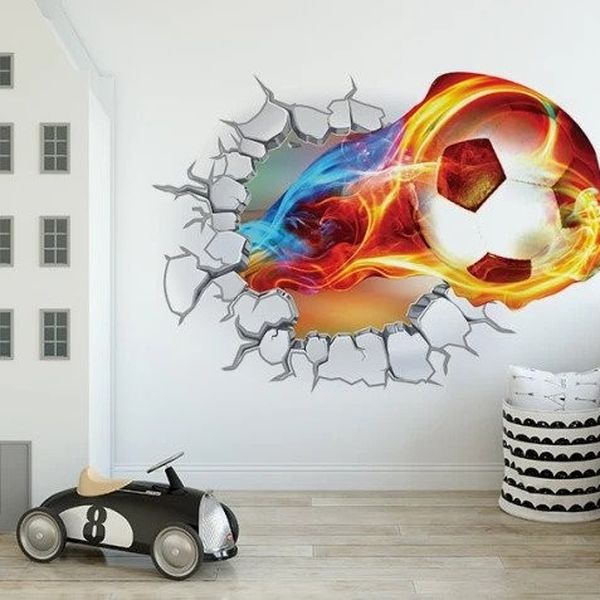 DomTextilu Nálepka na stenu 3D futbalová lopta 65 x 95 cm