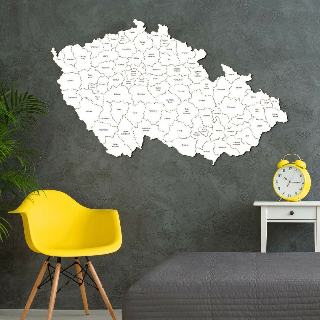 Okresy Česka - Drevená mapa na stenu
