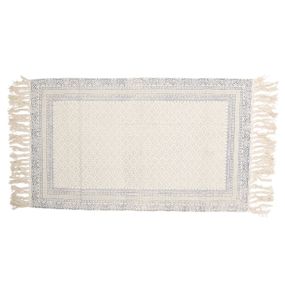 Krémový bavlnený koberec s šedými ornamentami - 70 * 120 cm