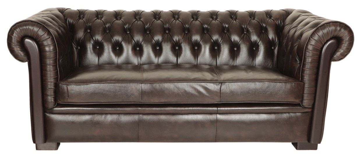 Pohovka trojmiestna Chesterfield Tiffy z pravej hovädzej kože Brown - Brown