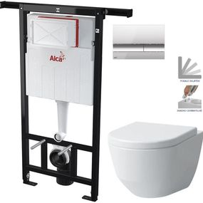 ALCADRAIN Alcadrain Jádromodul - predstenový inštalačný systém s chrómovým tlačidlom M1721 + WC LAUFEN PRO + SEDADLO AM102/1120 M1721 LP3