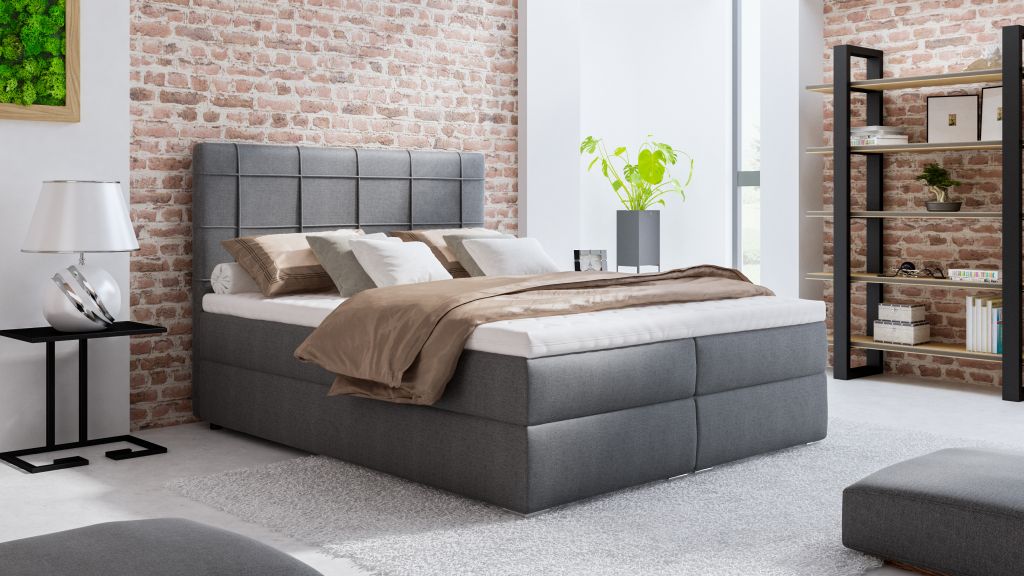 Kreative Furniture & Design Bari 3 Boxspring s podnožou matrac Bonell a topper sivá