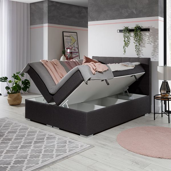 Čalúnená manželská posteľ s úložným priestorom Anzia 140 - biela