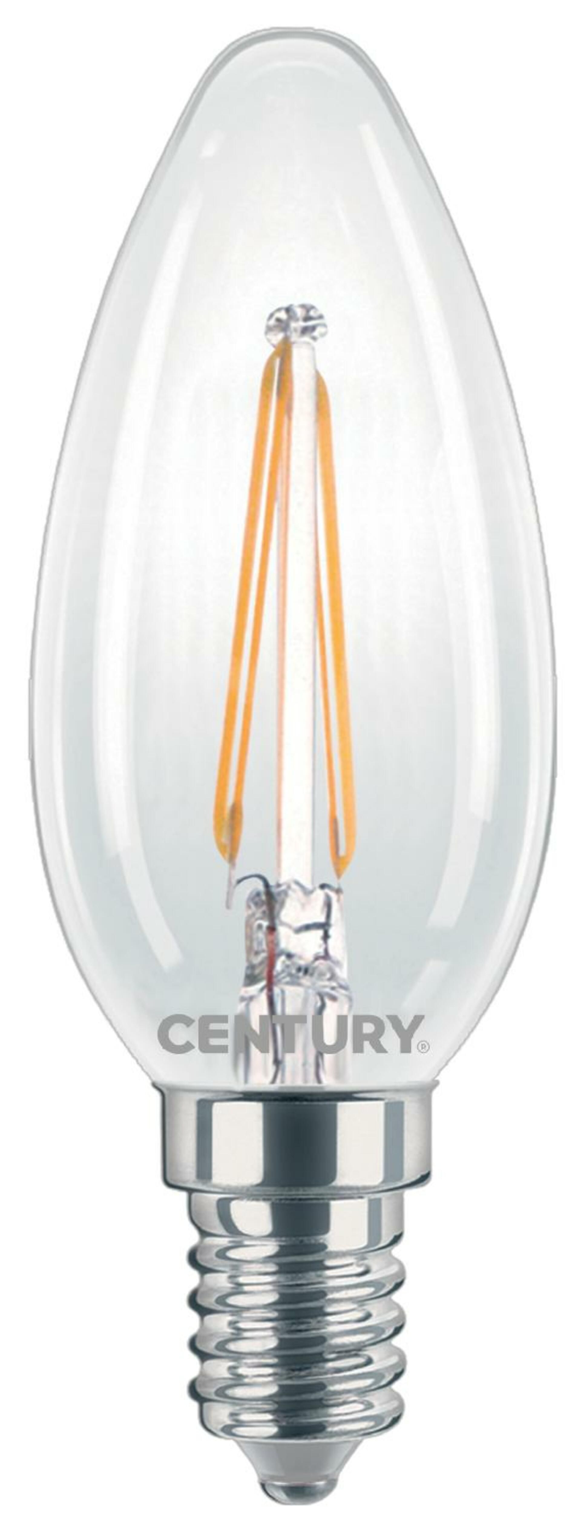 CENTURY LED FILAMENT SVÍČKA ČIRÁ 2W E14 2700K 245Lm 360d 35x98mm IP20 CEN INM1-021427