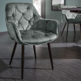 LuxD 25485 Dizajnová stolička Garold sivo-zelený zamat