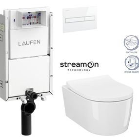 LAUFEN Podomít. systém LIS TW1 SET s bielym tlačidlom + WC CERSANIT INVERTO + SEDADLO duraplastu SOFT-CLOSE H8946630000001BI IN1