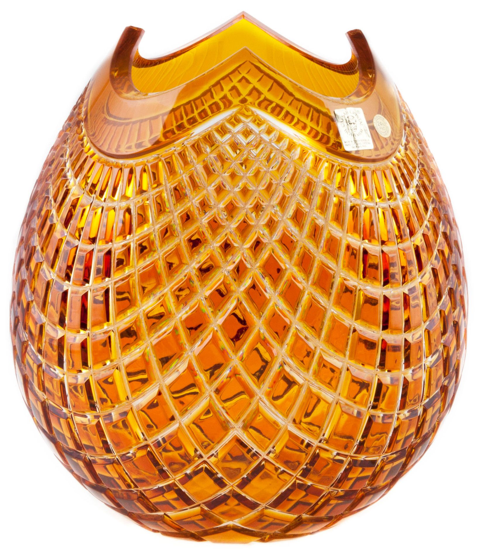Krištáľová váza Quadrus, farba jantárová, výška 210 mm