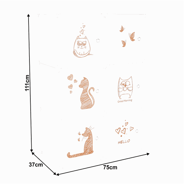 Detská modulárna skrinka, biela/detský vzor, DINOS