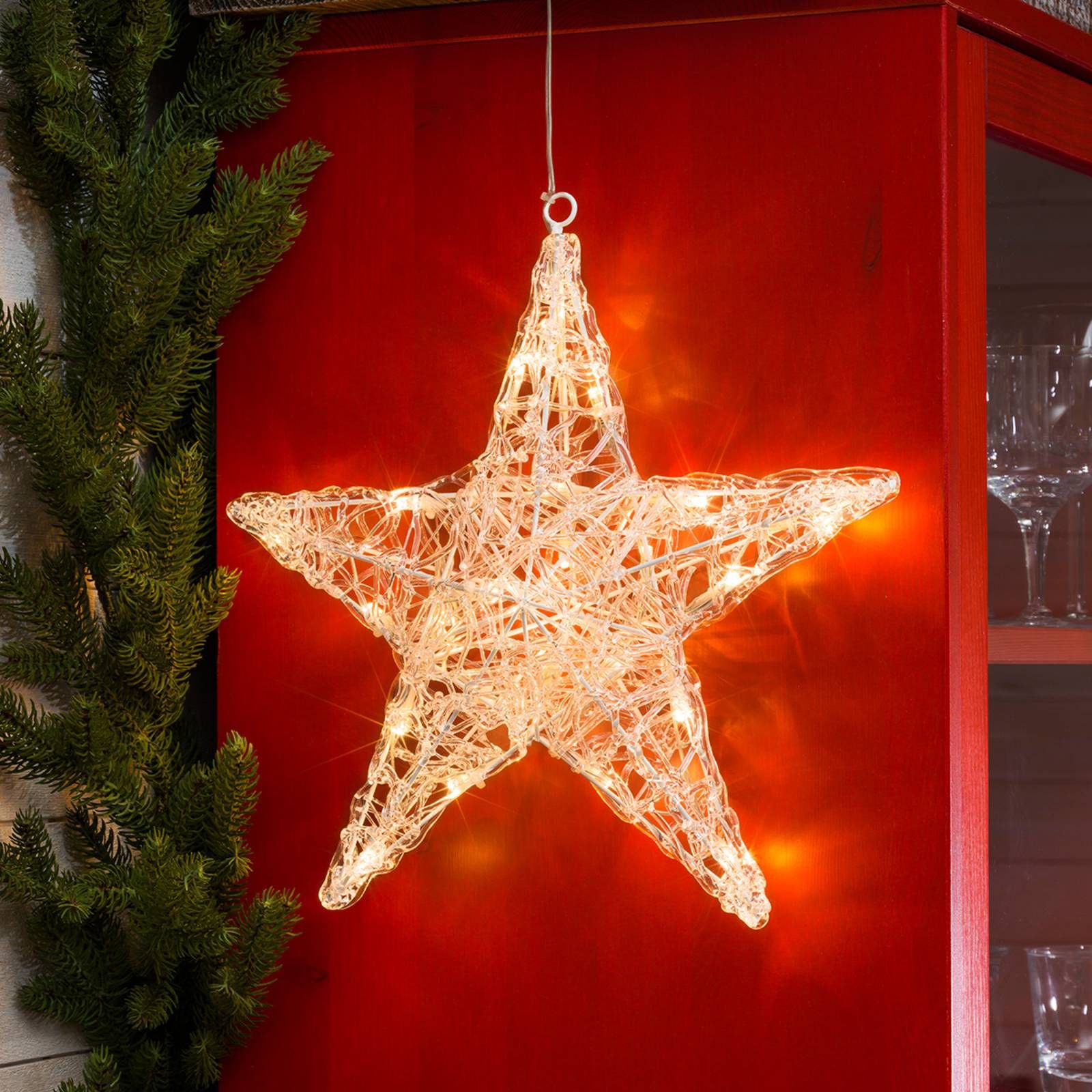 Konstsmide Christmas Päťcípa akrylová hviezda Ingar s LED, akryl, 0.02W, L: 32 cm, K: 34cm