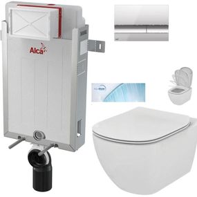 ALCADRAIN Renovmodul - predstenový inštalačný systém s chrómovým tlačidlom M1721 + WC Ideal Standard Tesi so sedadlom SoftClose, AquaBlade AM115/1000 M1721 TE1