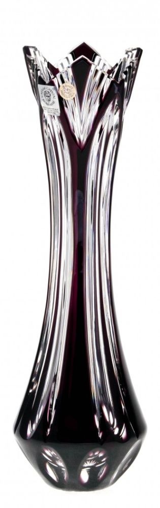 Krištáľová váza Lotos, farba fialová, výška 255 mm
