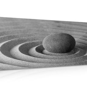 Obraz meditujúci kameň v čiernobielom prevedení - 120x60