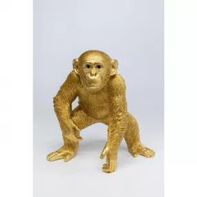 KARE Design Soška Hrající si opice - zlaté, 50cm
