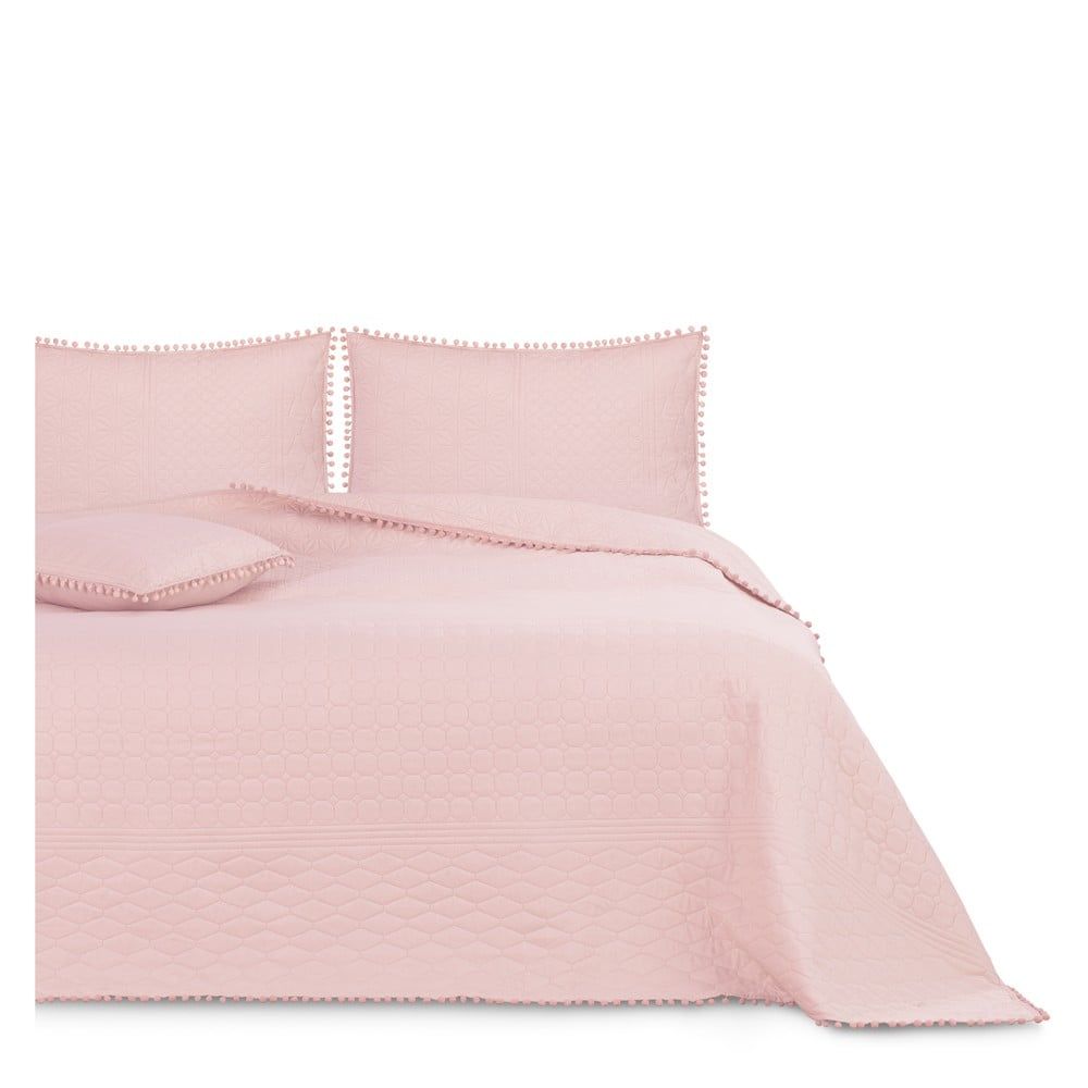 Púdrovoružová prikrývka na posteľ AmeliaHome Meadore, 220 x 240 cm