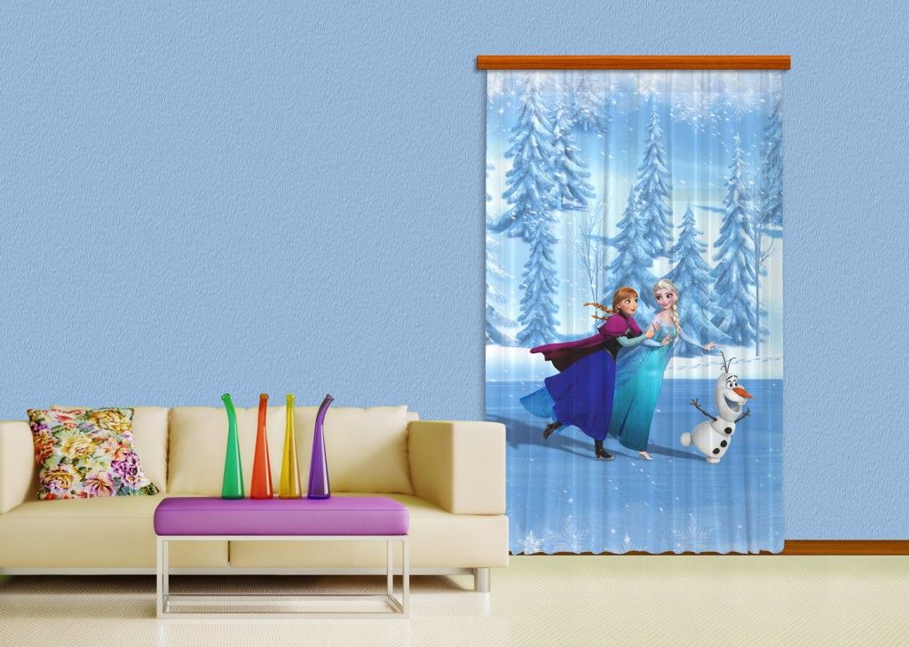 FCP L 6105 AG Design textilný foto záves detský obrazový Frozen on Ice - Ľadové kráľovstvo Disney FCPL 6105 s úplným zatienením, veľkosť 140 x 245 cm