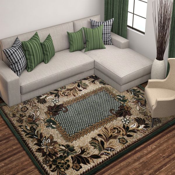 DomTextilu Štýlový vintage koberec so zeleným okrajom 19645-135285