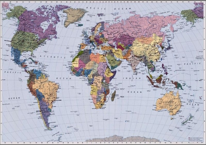 4-050 World Map Fototapeta Komar - Mapa sveta, veľkosť 270x188 cm
