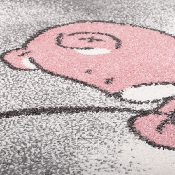 DomTextilu Sivo ružový koberec do detskej izby pre dievčatko macík 42019-197394