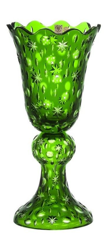 Krištáľová váza Lyra, farba zelená, výška 355 mm