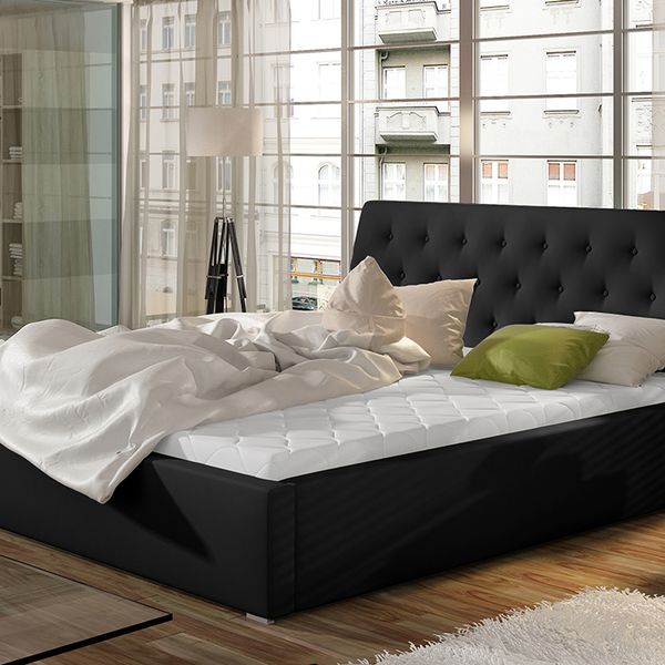 Čalúnená manželská posteľ s roštom Monzo 160 - čierna