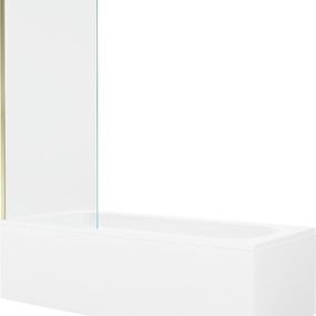 MEXEN/S - Vega obdĺžniková vaňa 150 x 70 cm s panelom + vaňová zástena 80 cm, transparent, zlatá 550115070X9508000050