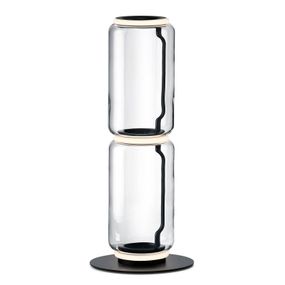 FLOS Noctambule 2 Low Cylinders, small base, Obývacia izba / jedáleň, sklo, hliník, 27W, K: 95cm