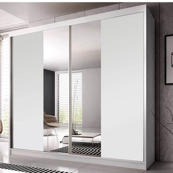 Mebli Idzczak Multi 38 s posuvnými dverami so zrkadl 233 cm biela/biela + zrkadlo