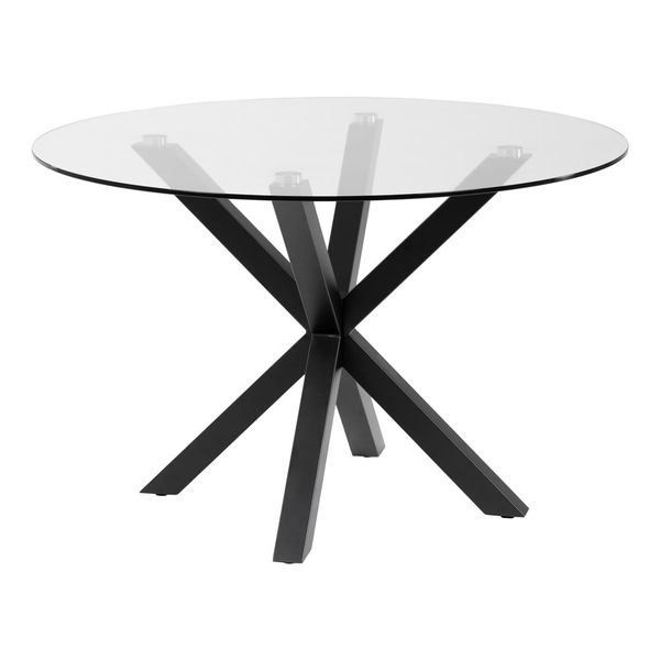 Guľatý jedálenský stôl so sklenenou doskou Kave Home, ø 119 cm