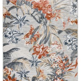 Dywany Łuszczów Kusový koberec Botanic 65262 flowers grey – na von aj na doma - 117x170 cm