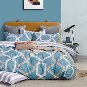 DomTextilu Moderné modré obojstrané bavlnené posteľné obliečky 2 časti: 1ks 140 cmx200 + 1ks 70 cmx80 Modrá 40678-185797