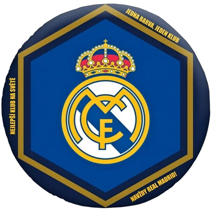 Halantex · Okrúhly futbalový vankúšik FC Real Madrid - RMCF - motív Navždy Real Madrid! - priemer 35 cm