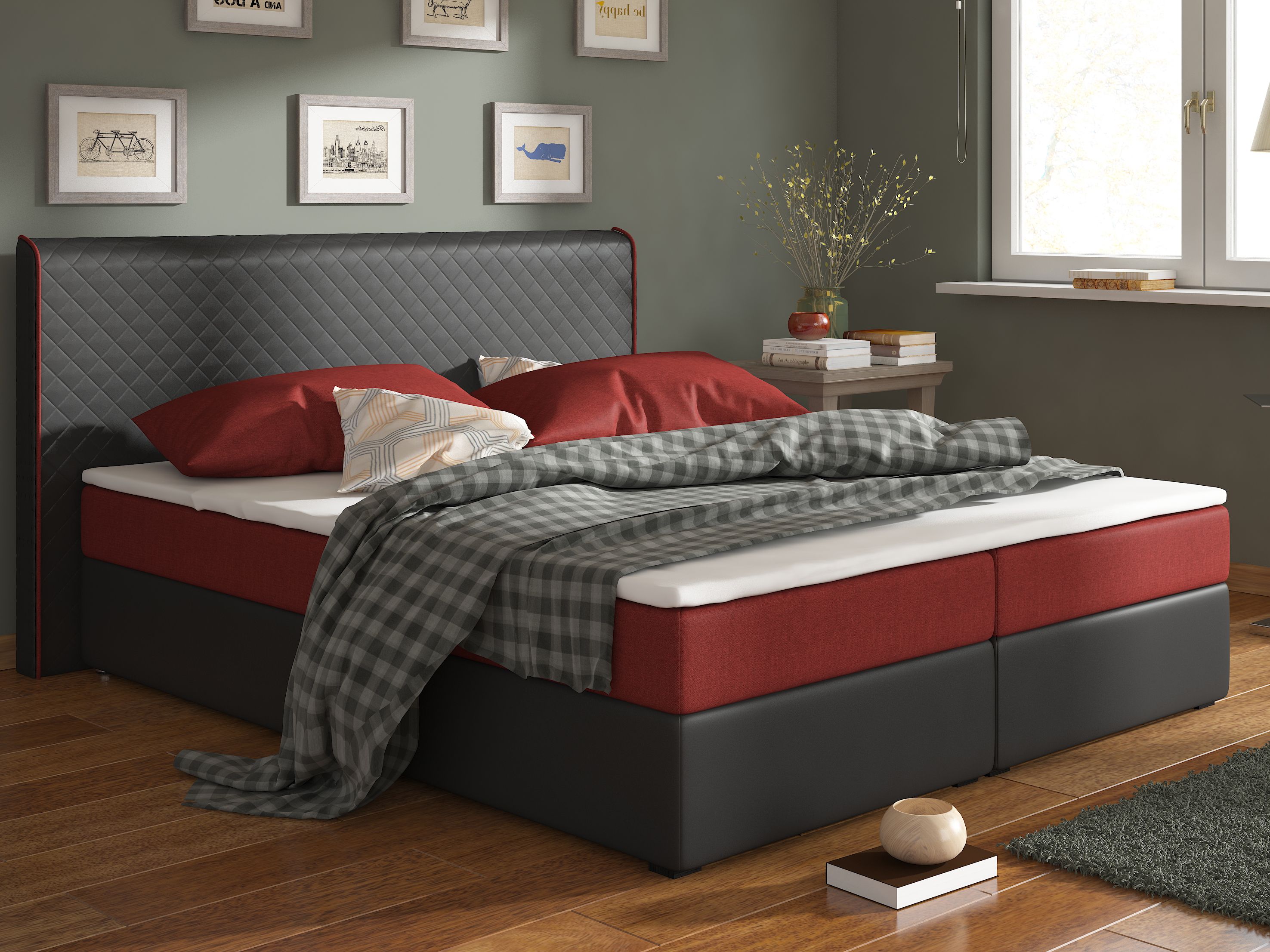 Manželská posteľ Boxspring 160 cm Bergamo (s matracmi)