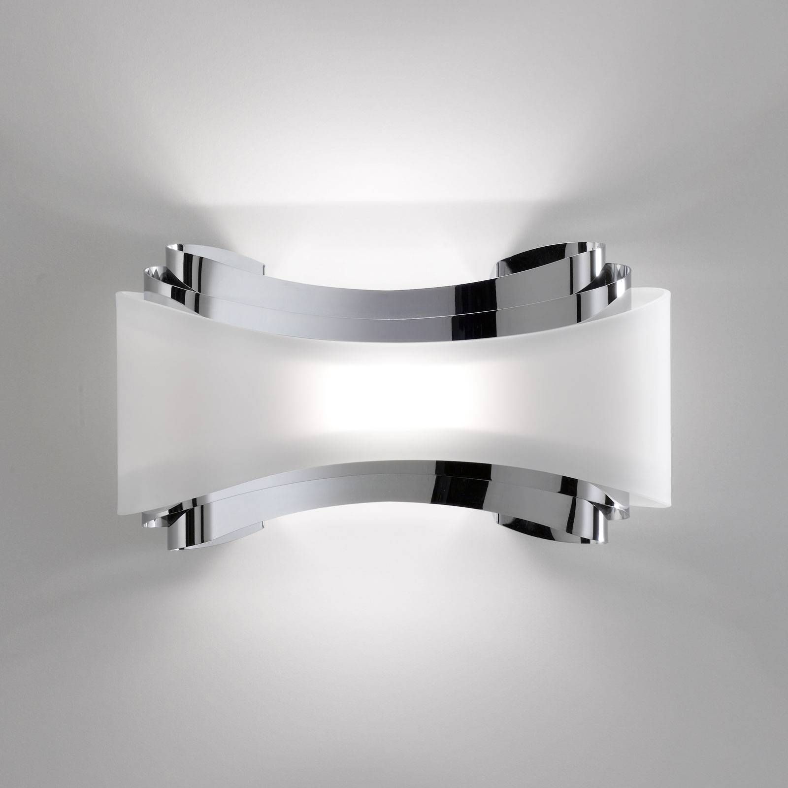 Selène Nástenné LED Ionica so sklenenou clonou, chróm, Obývacia izba / jedáleň, oceľ, sklo, 11W, L: 43 cm, K: 20cm