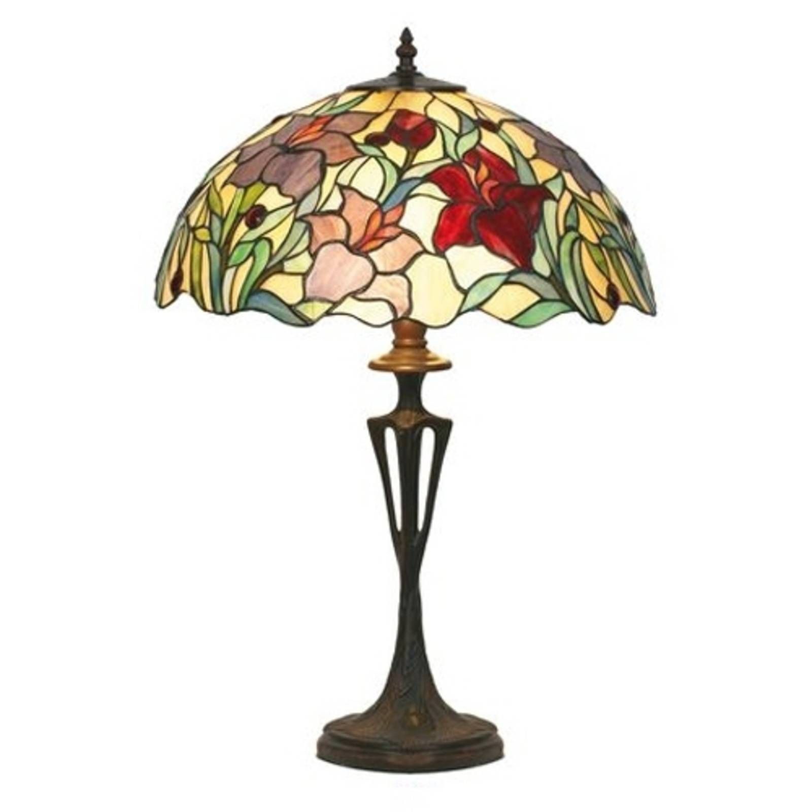 Artistar Stolná lampa Athina v štýle Tiffany, Obývacia izba / jedáleň, liata živica, sklo, E27, 60W, K: 59cm