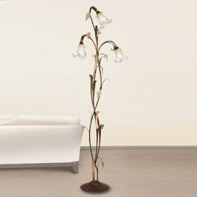 Lam Troj-plameňová florentínska stojaca lampa Giuseppe, Obývacia izba / jedáleň, kov, sklo, E14, 40W, K: 180cm