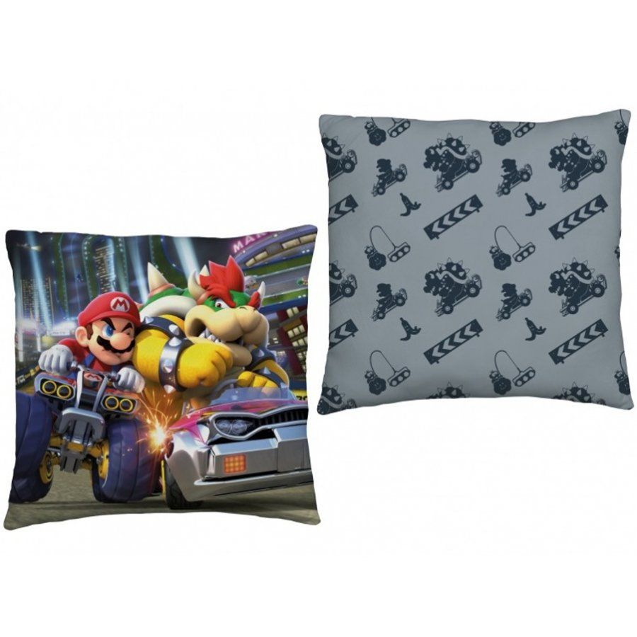 Halantex · Obojstranný vankúš Super Mario a kráľ Koopa - Nintendo Official licensed product - 40 x 40 cm
