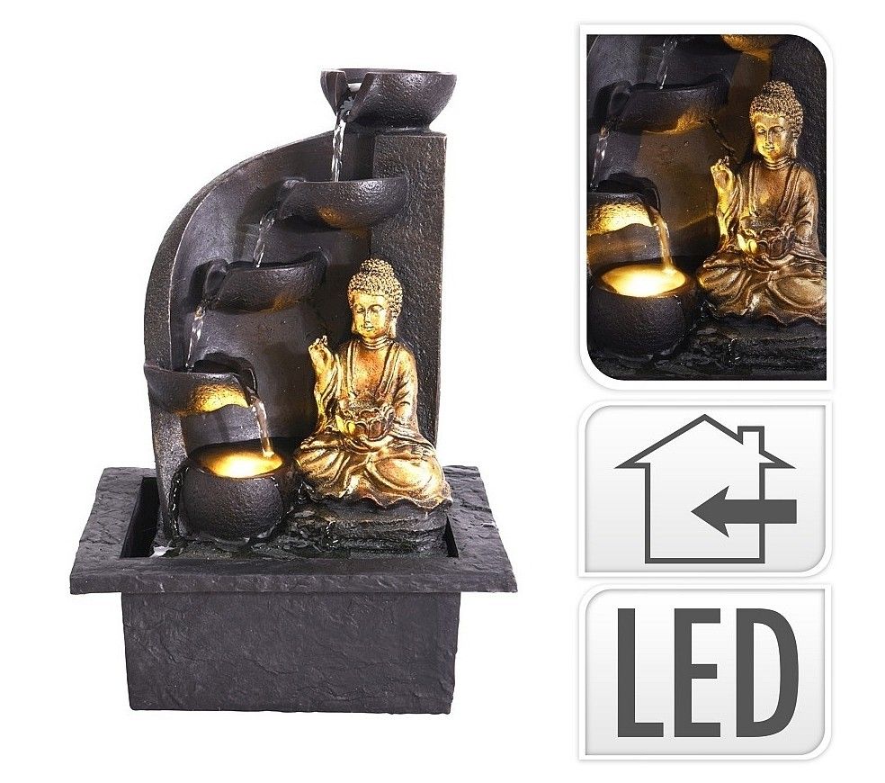 PROGARDEN Fontána pokojová s LED osvětlením BUDDHA oblá KO-795202210obla