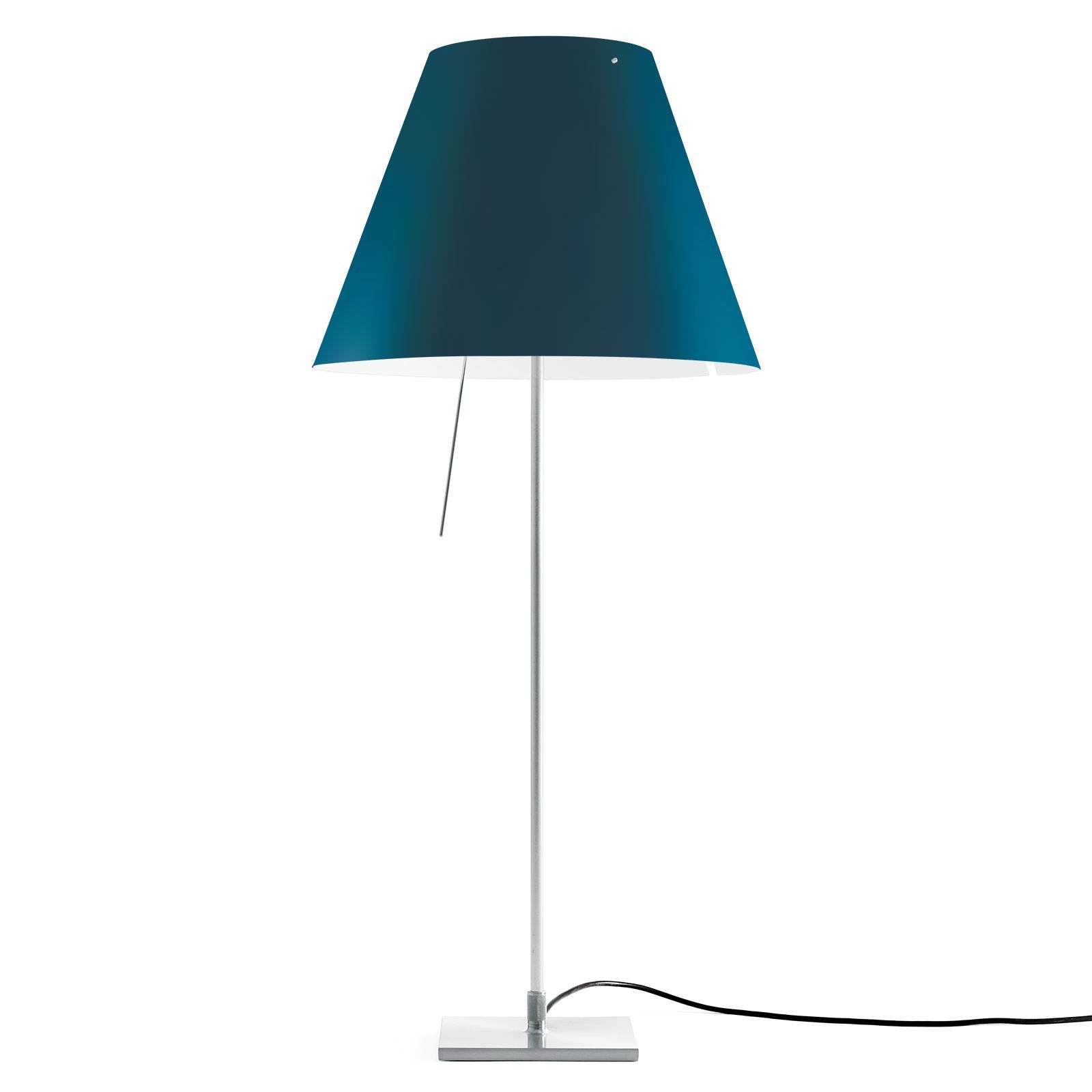 Luceplan Costanza stolová lampa D13if hliník/modrá, Obývacia izba / jedáleň, hliník, polykarbonát, E27, 140W, K: 80cm