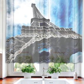 VO-140-001 Textilné fotozáclona s obšitím a rašiace páskou, Eiffelova veža, veľkosť 140 x