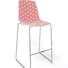 GABER - Barová stolička ALHAMBRA ST nízka, biela/červená/chróm