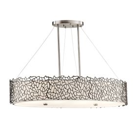 KICHLER Oválna závesná lampa Silver Coral, Obývacia izba / jedáleň, kov, plast, E27, 100W, P: 86.4 cm, L: 40.6 cm