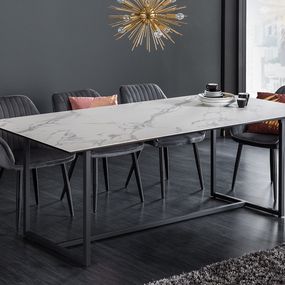 LuxD Keramický jedálenský stôl Sloane 200 cm biely mramor