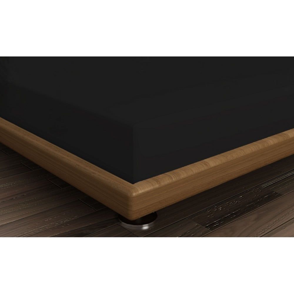 Čierne napínacie bavlnené prestieradlo 140x190 cm - Mijolnir