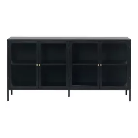 Čierna vitrína Unique Furniture Carmel, dĺžka 170 cm