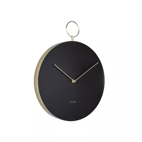 Čierne kovové nástenné hodiny Karlsson Hook, ø 34 cm