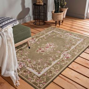 DomTextilu Kvalitný koberec v krásnej capuccino farbe s ružovými kvetmi 40988-187489