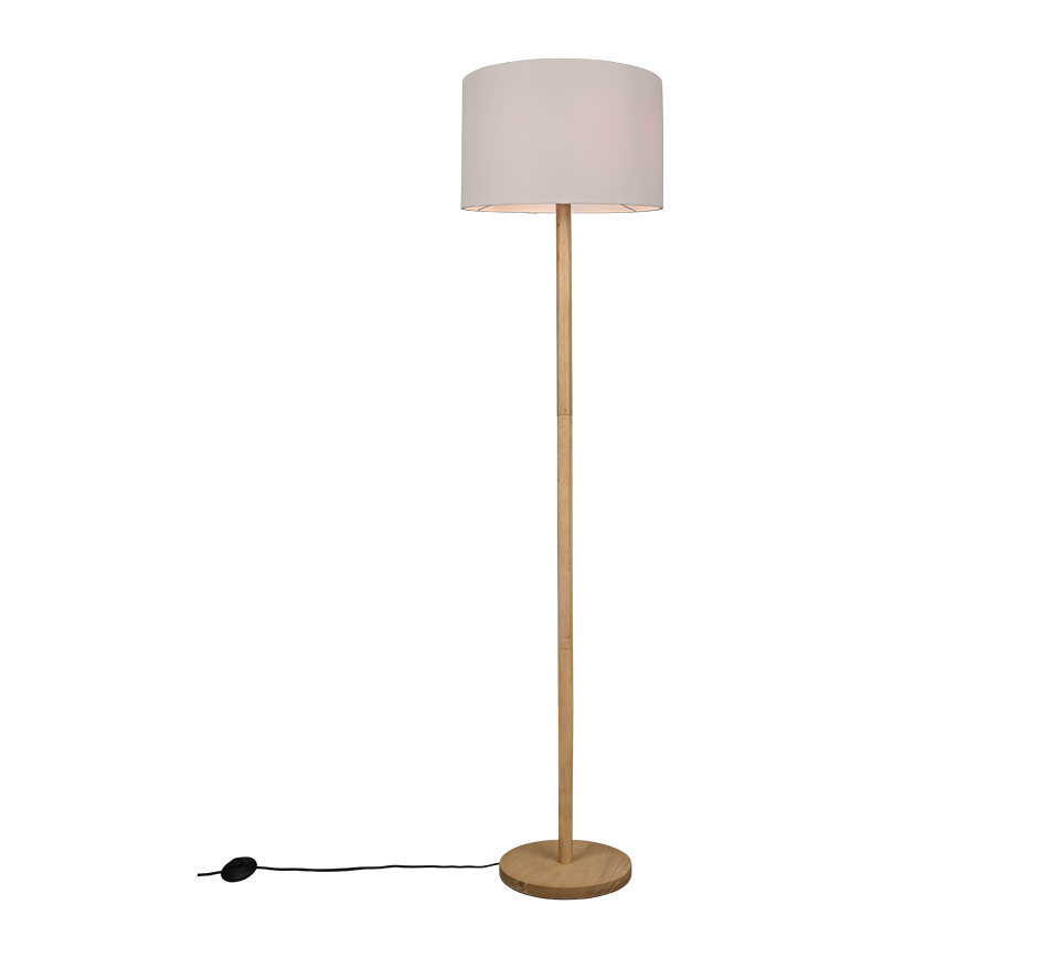 TRIO 401200101 KORBA stojacia lampa D400mm 1xE27 prírodné drevo, biela